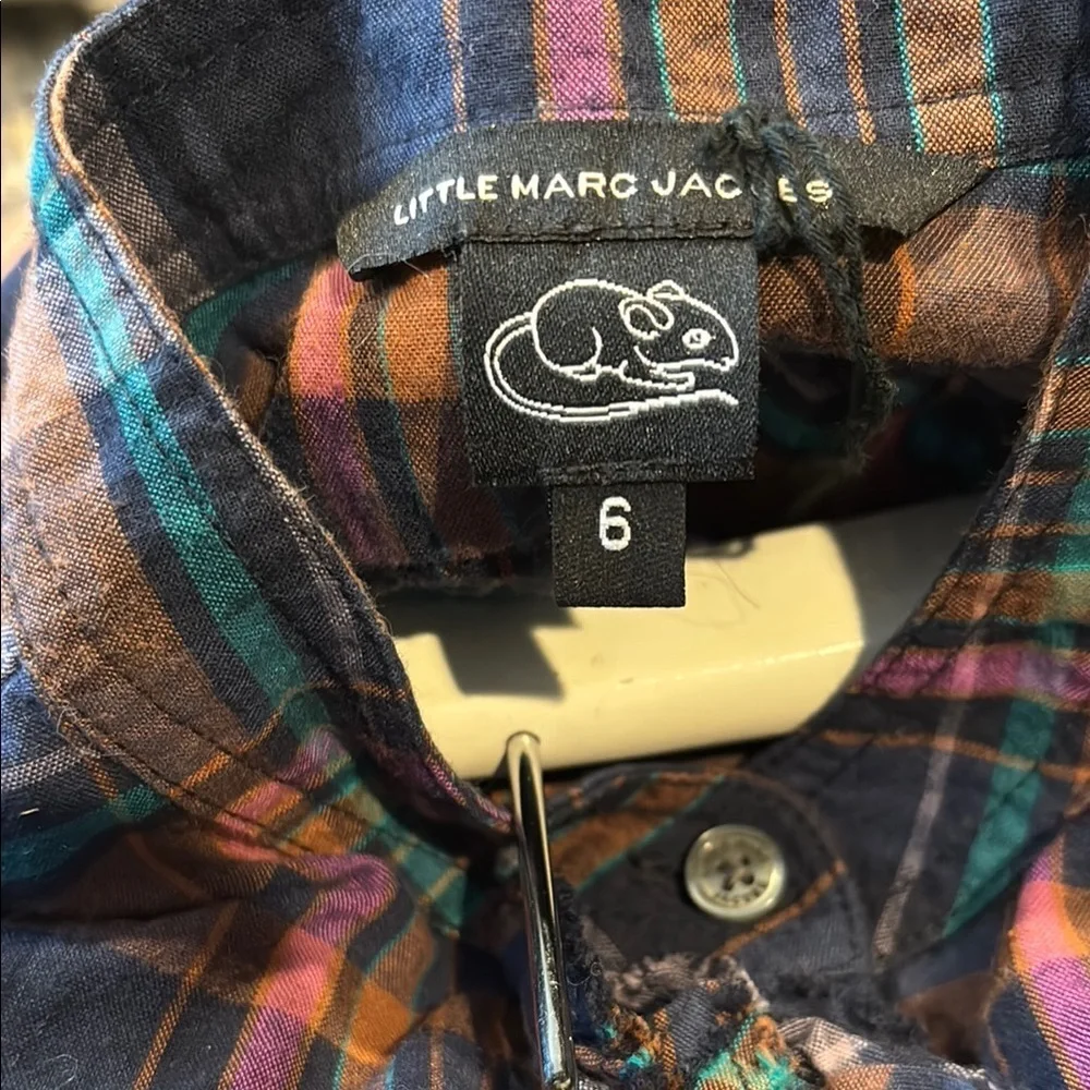 Little Marc Jacobs Blue and Orange Button Down Shirt Relaxed Fit